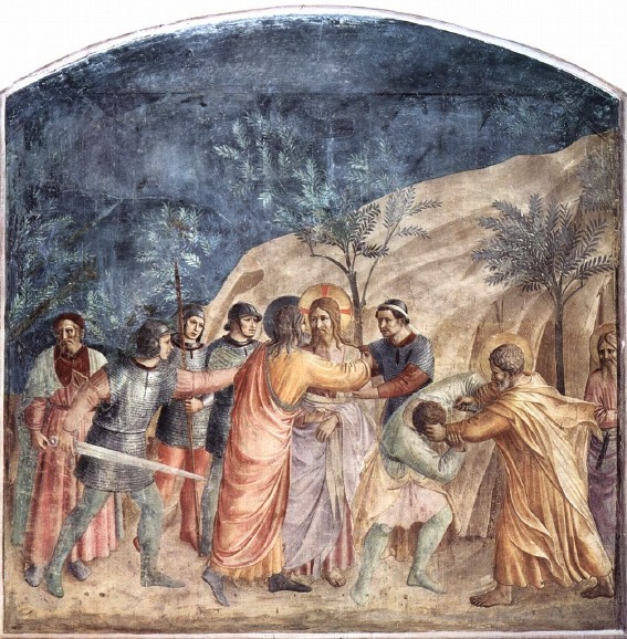 Giotto, le baiser de Judas, par Fra Angelico, Fra Angelico [Public domain], via Wikimedia Commons
