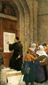 Luther affichant ses 95 thèses