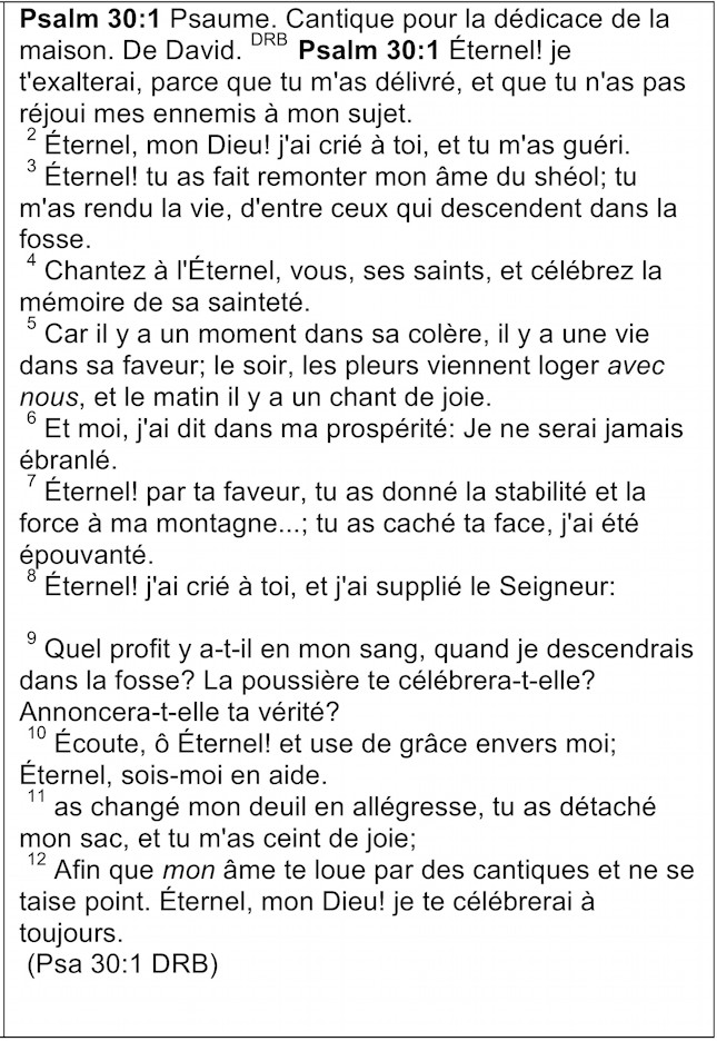 Le Psaume 30 en français