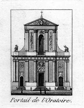 Gravure du portail de l'Oratoire au XVIIIe siècle