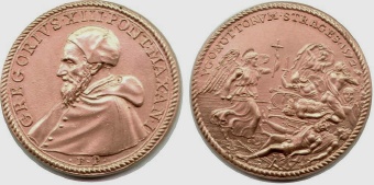 médaille du pape Grégoire XIII fêtant le massacre de la Saint Barthélémy